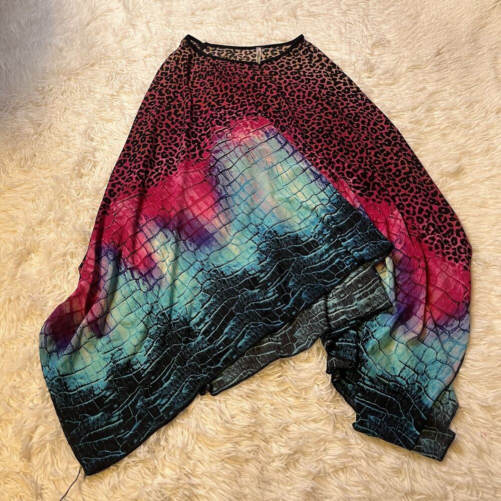 India Boutique Women’s Pink Blue Red Cheetah Flowy Wrap Polyester Skirt OS